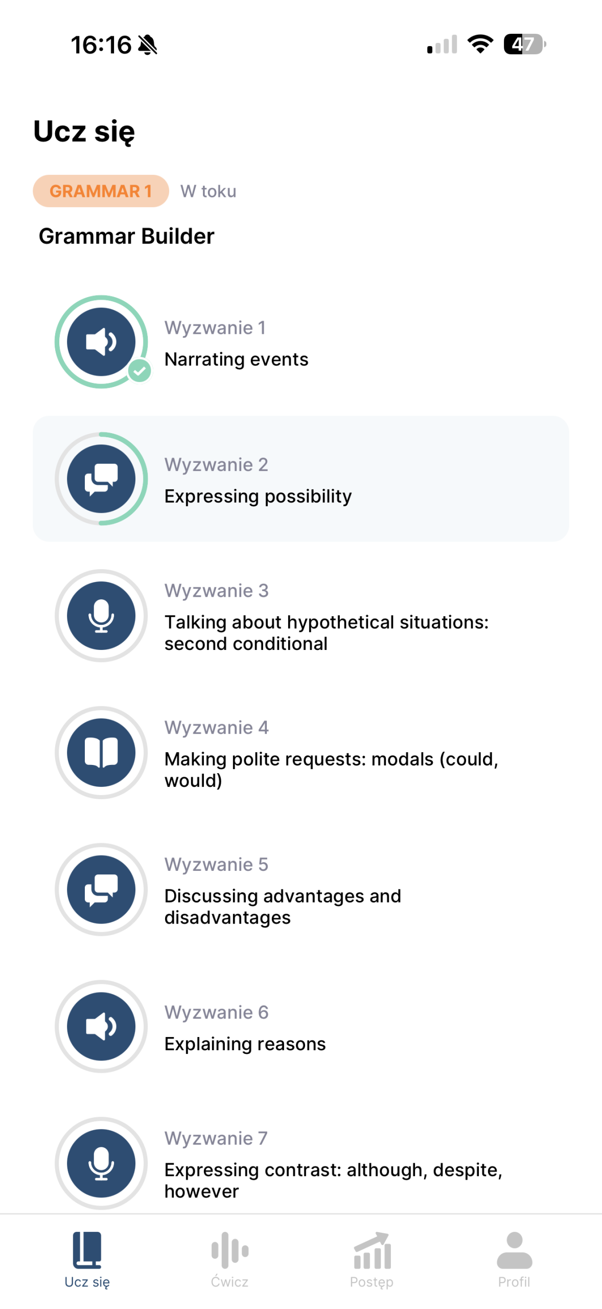 CAI Language Coach learning interface