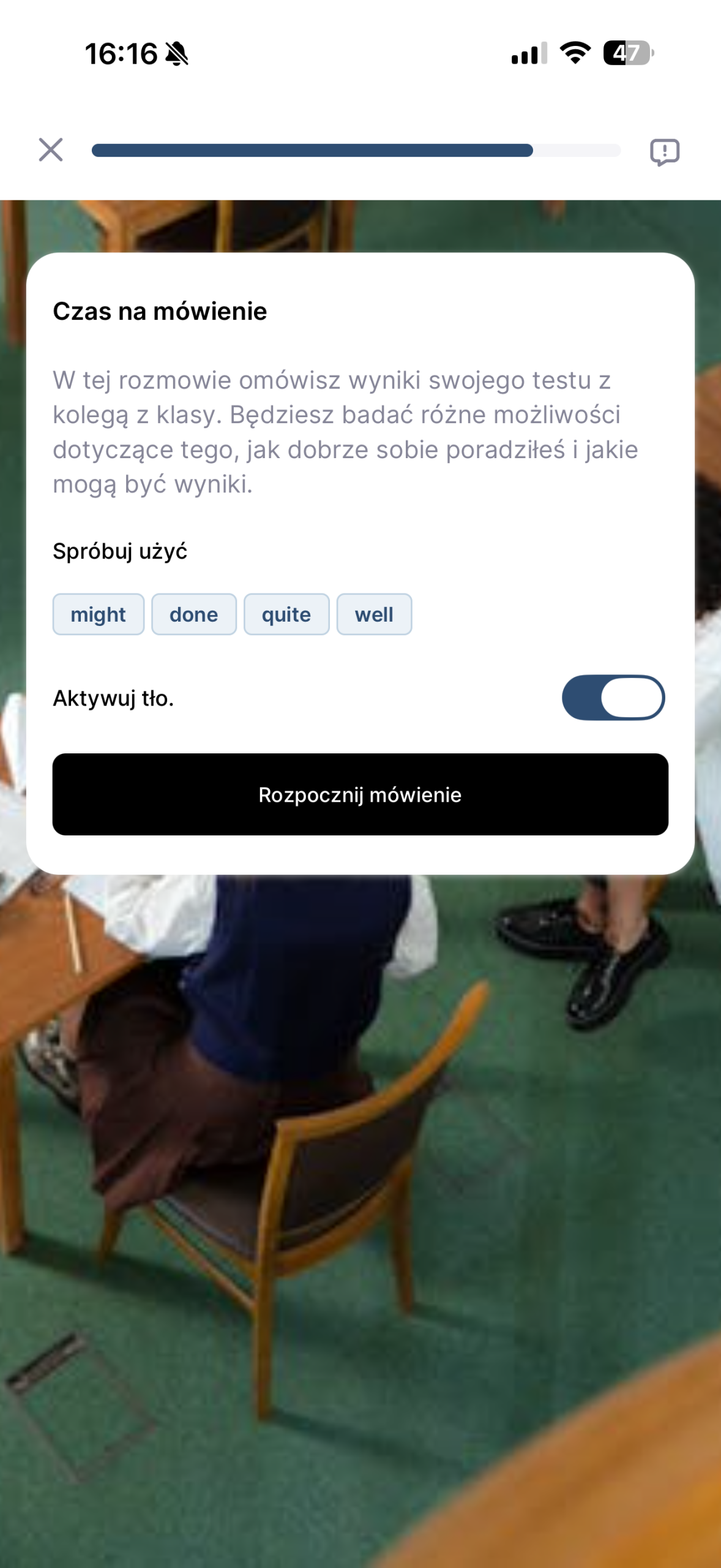 CAI Language Coach app screen